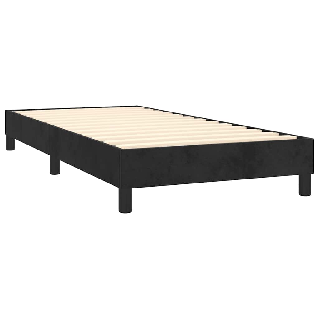Krevet box spring s madracem LED crni 90x200 cm baršun