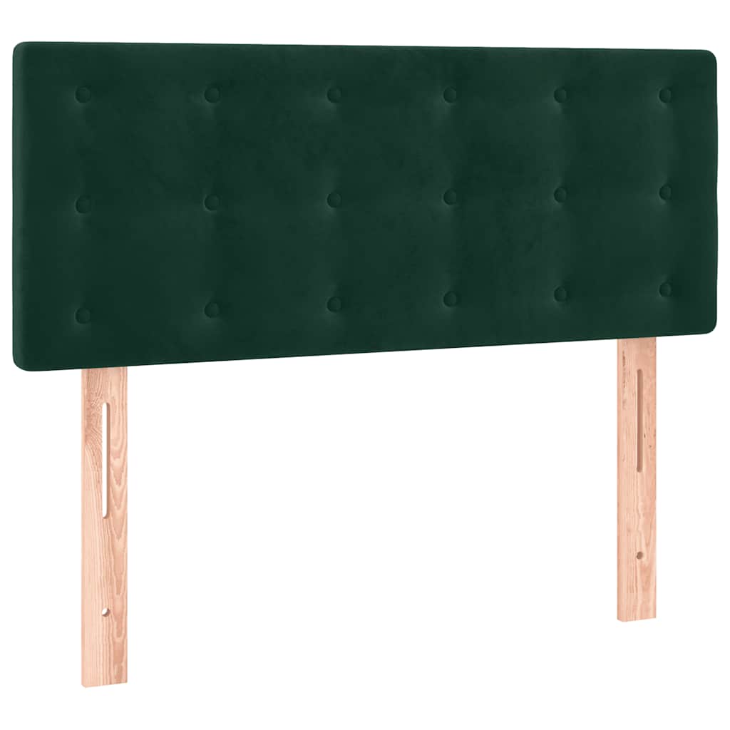 Krevet box spring s madracem LED tamnozeleni 100x200 cm baršun