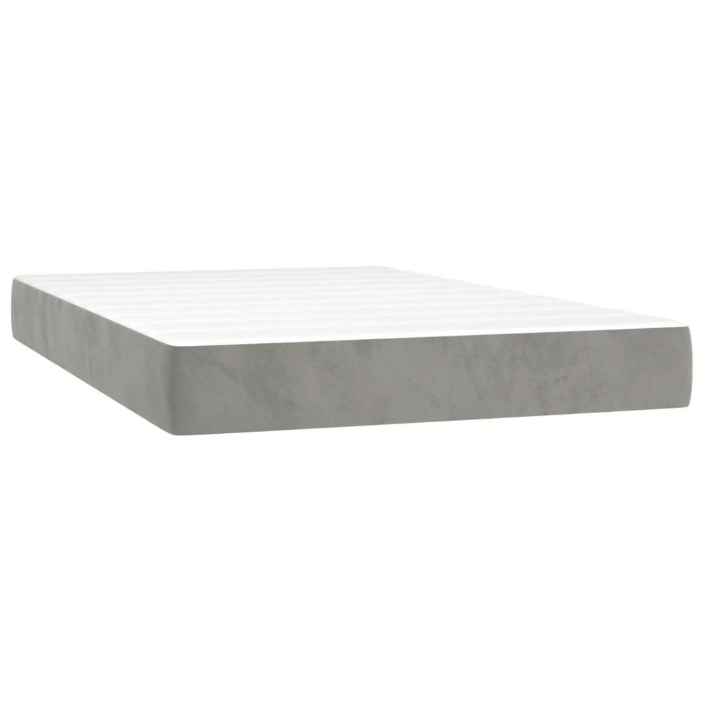 Krevet box spring s madracem LED svjetlosivi 120x200 cm baršun
