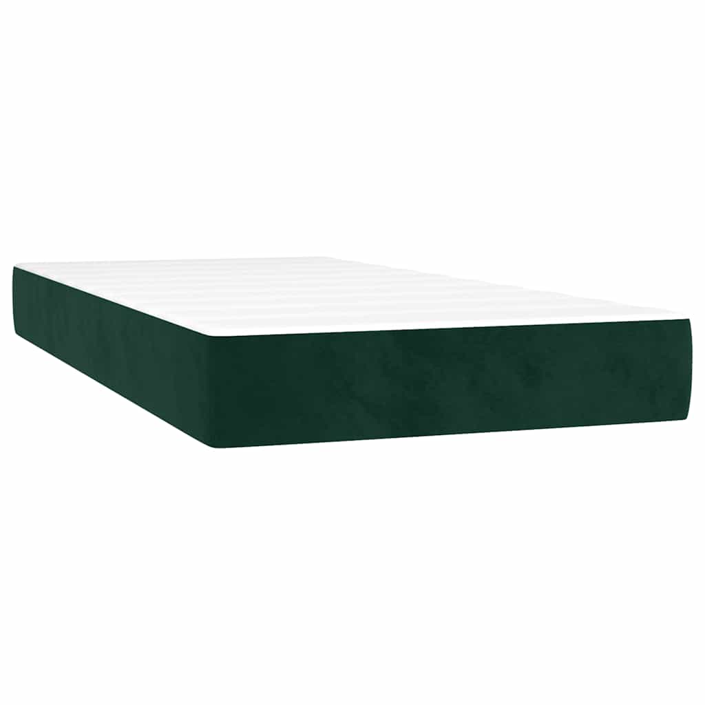 Krevet box spring s madracem LED tamnozeleni 200x200 cm baršun