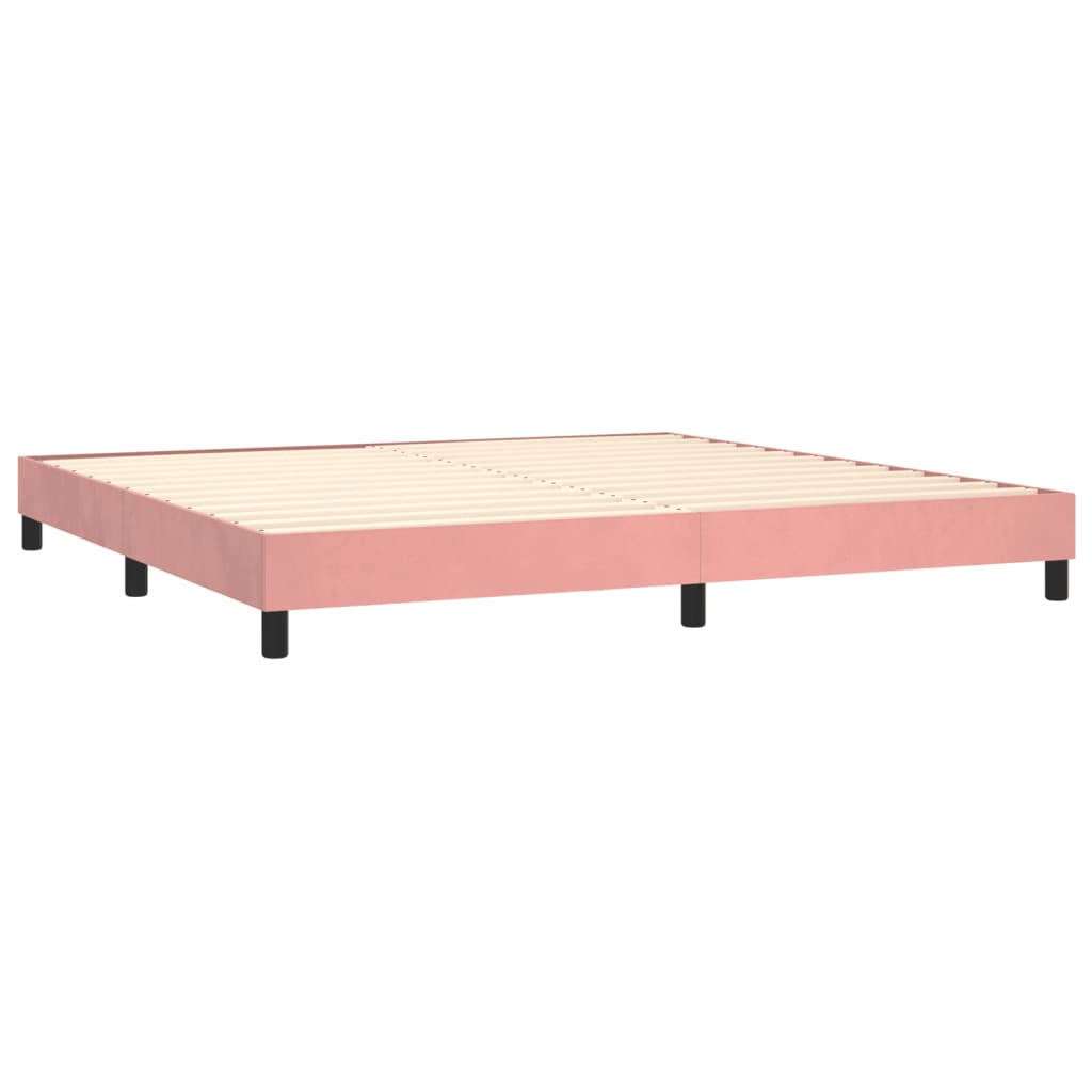 Krevet box spring s madracem LED ružičasti 200x200cm baršunasti