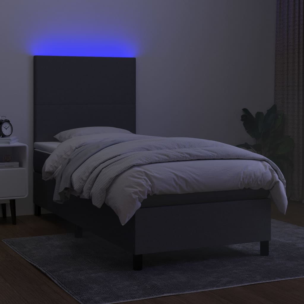 Krevet box spring s madracem LED tamnosivi 80 x 200 cm tkanina
