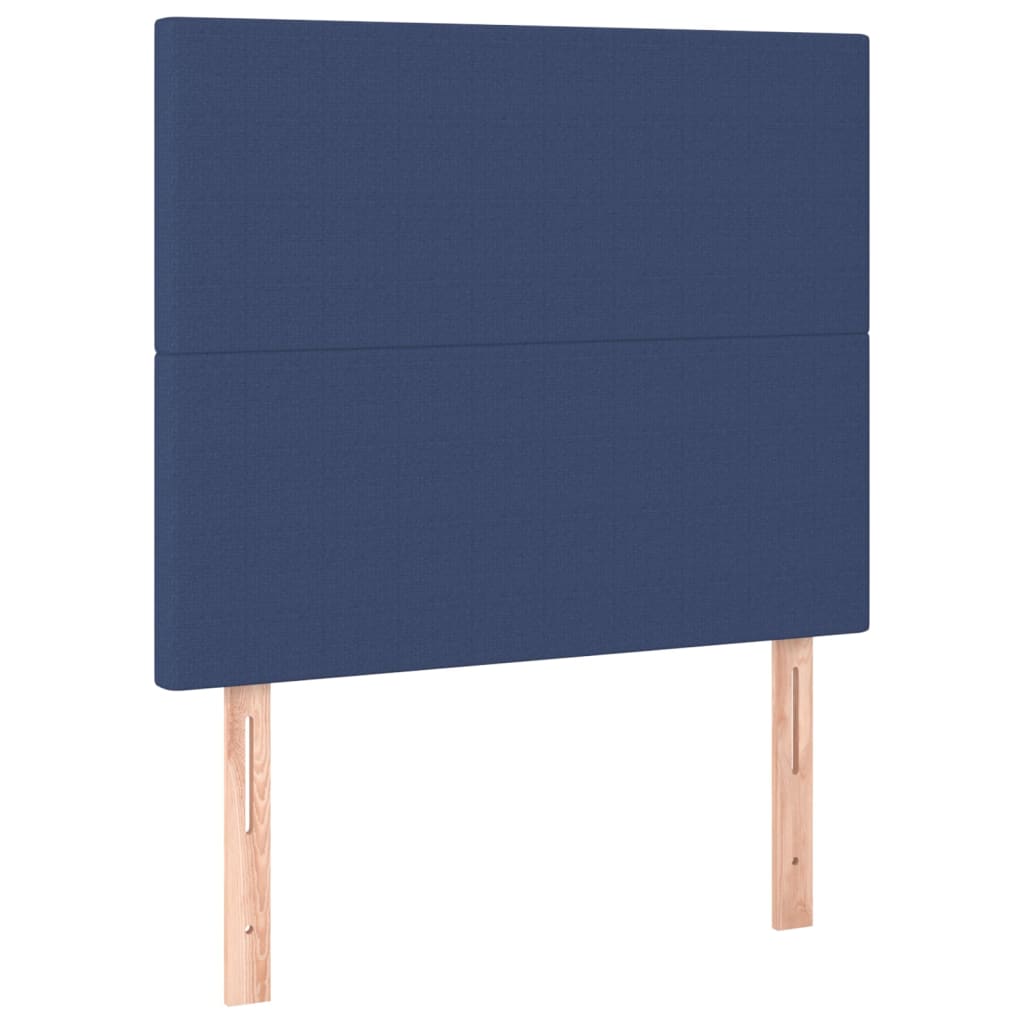 Krevet box spring s madracem LED plavi 90x200 cm od tkanine