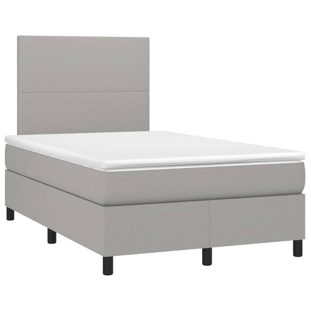 Krevet box spring s madracem LED svjetlosivi 120x200 cm tkanina