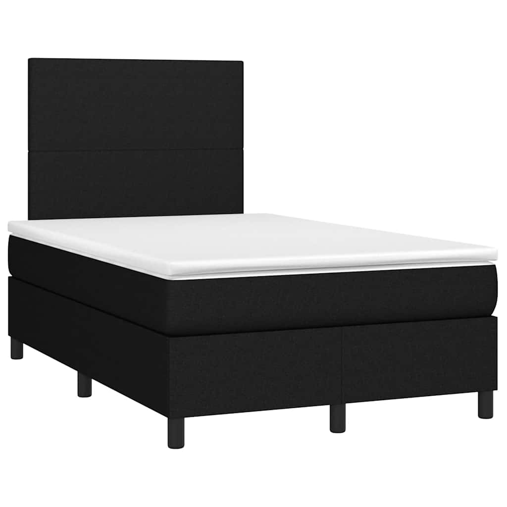 Krevet box spring s madracem LED crni 120 x 200 cm od tkanine