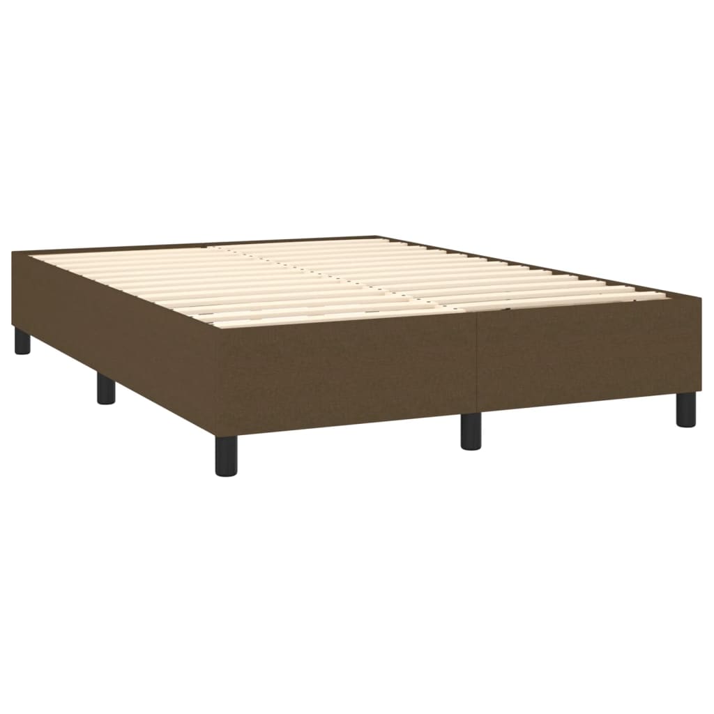 Krevet box spring s madracem LED tamnosmeđi 140x200 cm tkanina