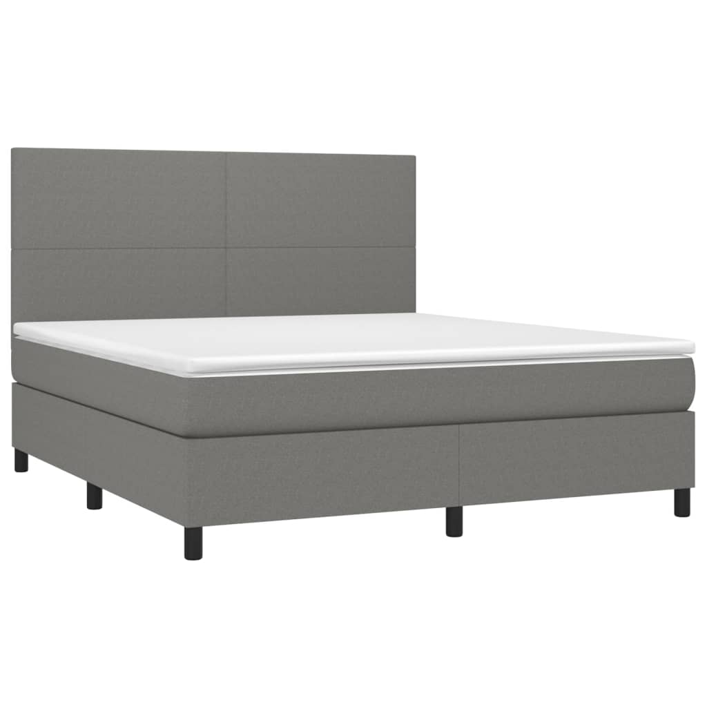 Krevet box spring s madracem LED tamnosivi 160x200 cm tkanina