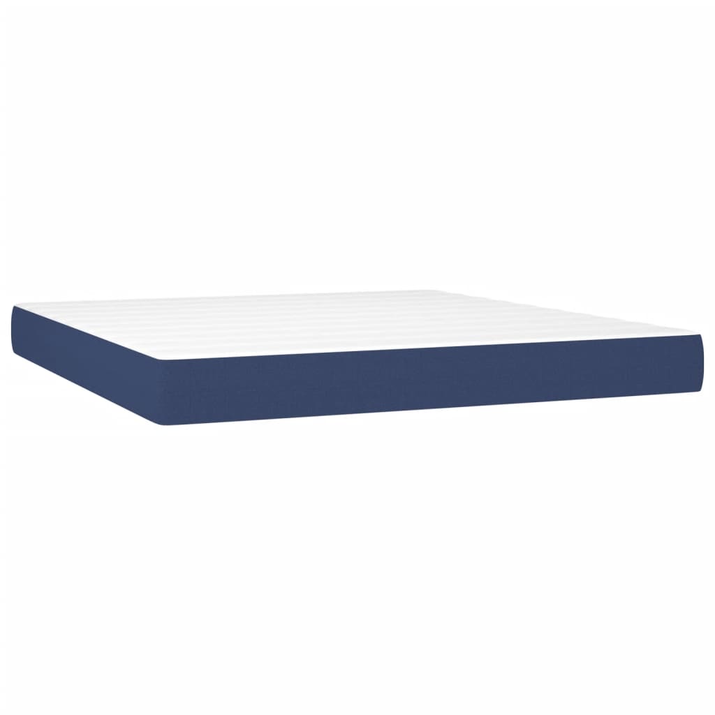 Krevet box spring s madracem LED plavi 160x200 cm od tkanine
