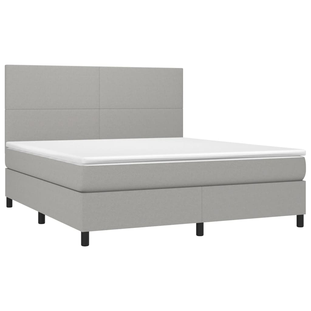 Krevet box spring s madracem LED svjetlosivi 180x200 cm tkanina