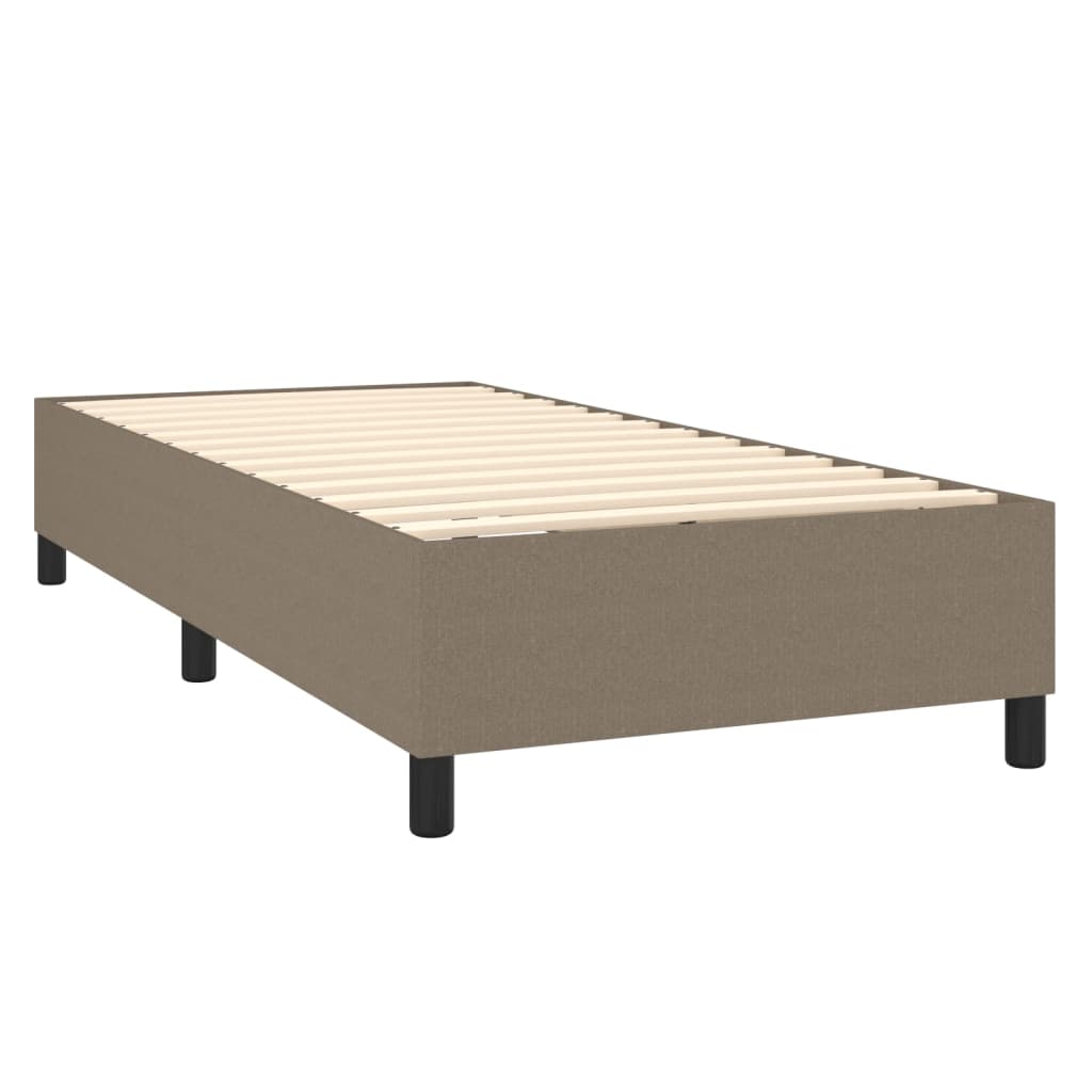Krevet box spring s madracem LED smeđesivi 90x190 cm tkanina