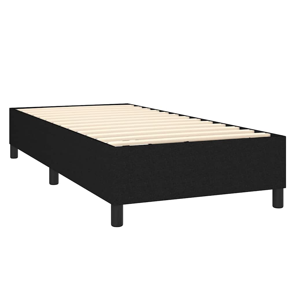 Krevet box spring s madracem LED crni 90x200 cm od tkanine