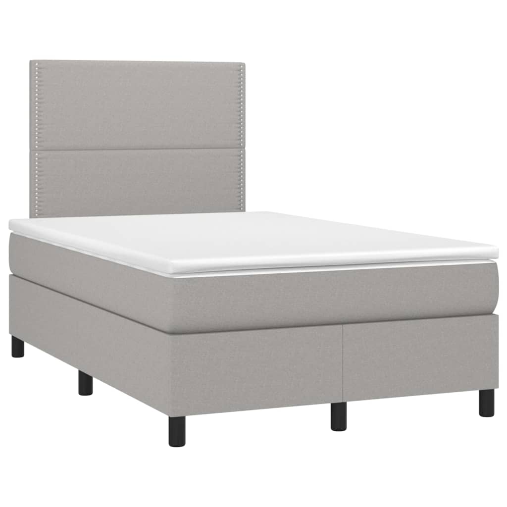 Krevet box spring s madracem LED svjetlosivi 120x200 cm tkanina