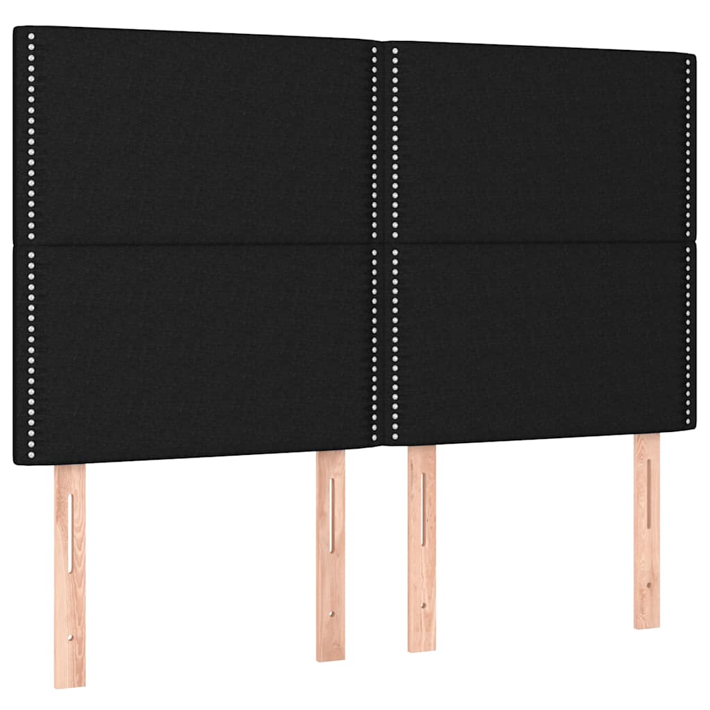 Krevet box spring s madracem LED crni 140x190 cm od tkanine