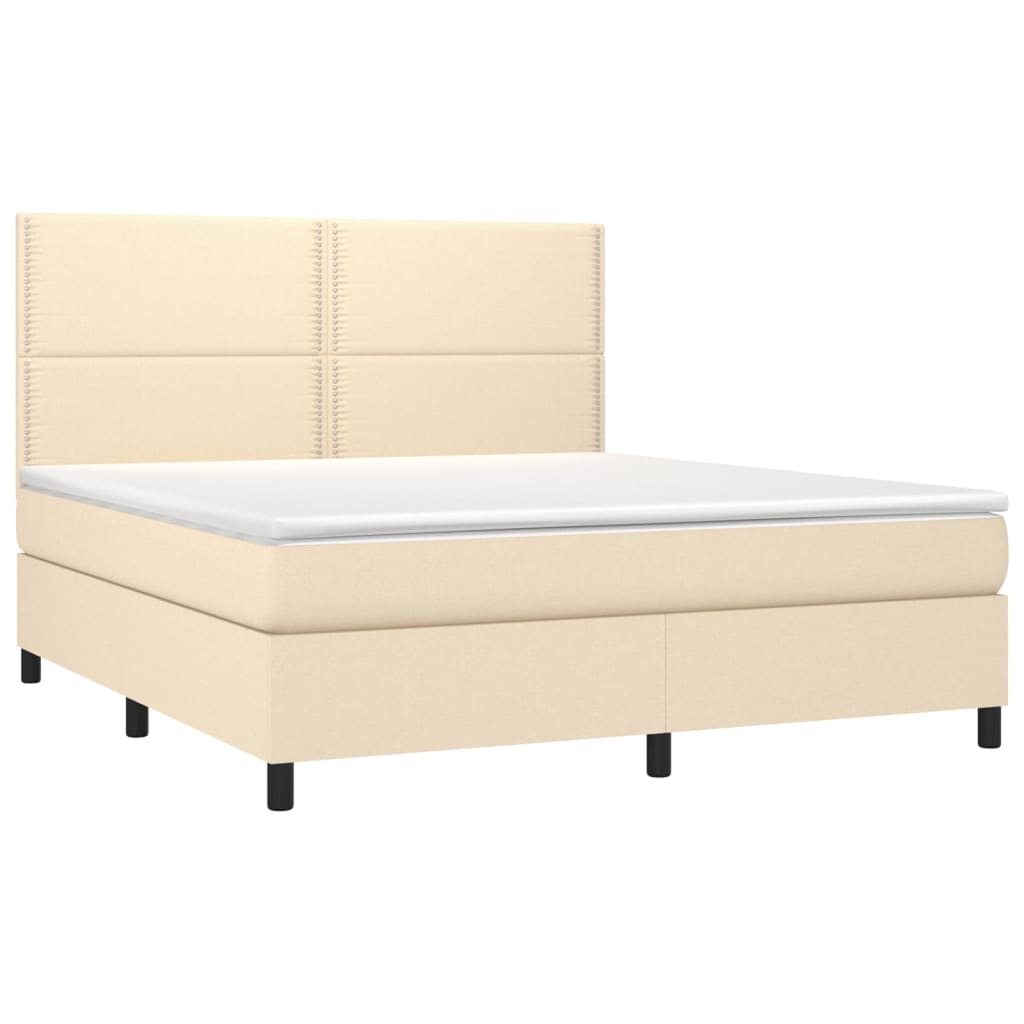 Krevet box spring s madracem LED krem 180x200 cm od tkanine
