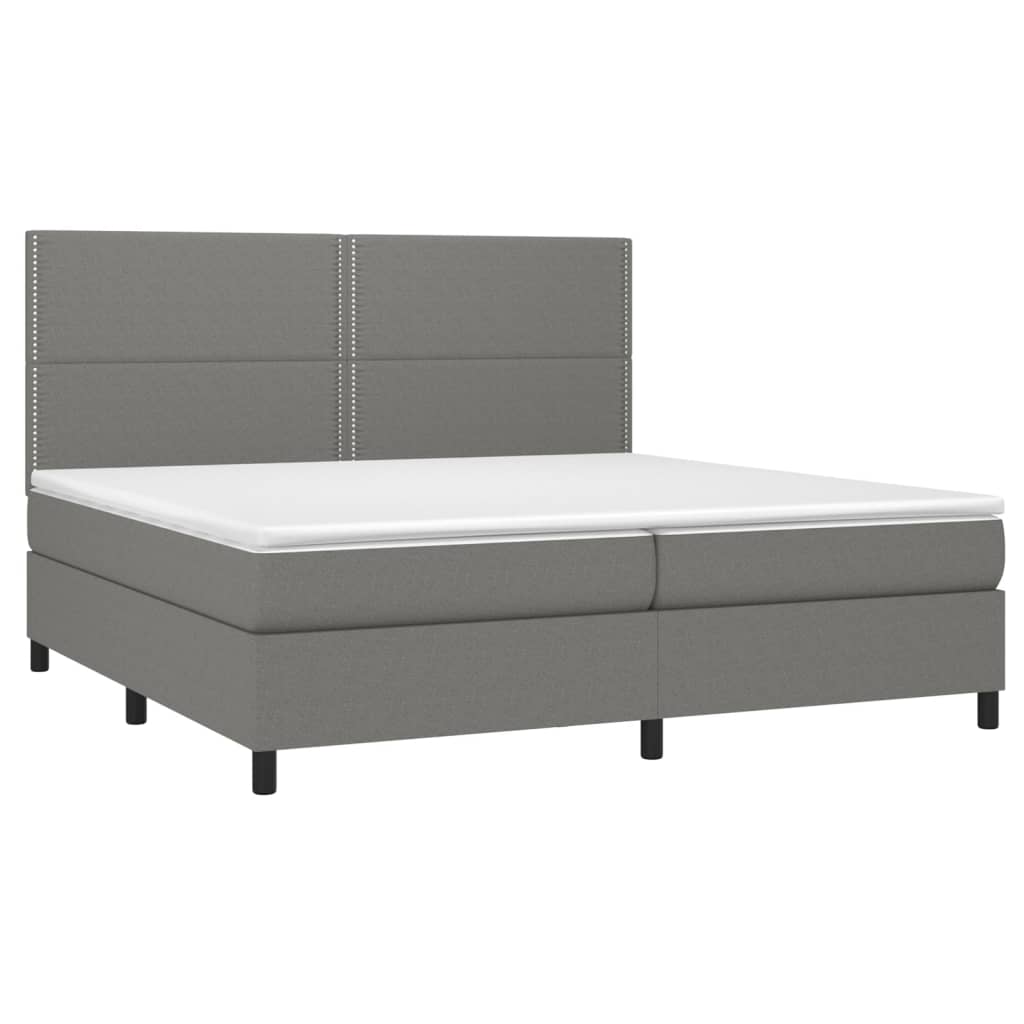 Krevet box spring s madracem LED tamnosivi 200x200 cm tkanina