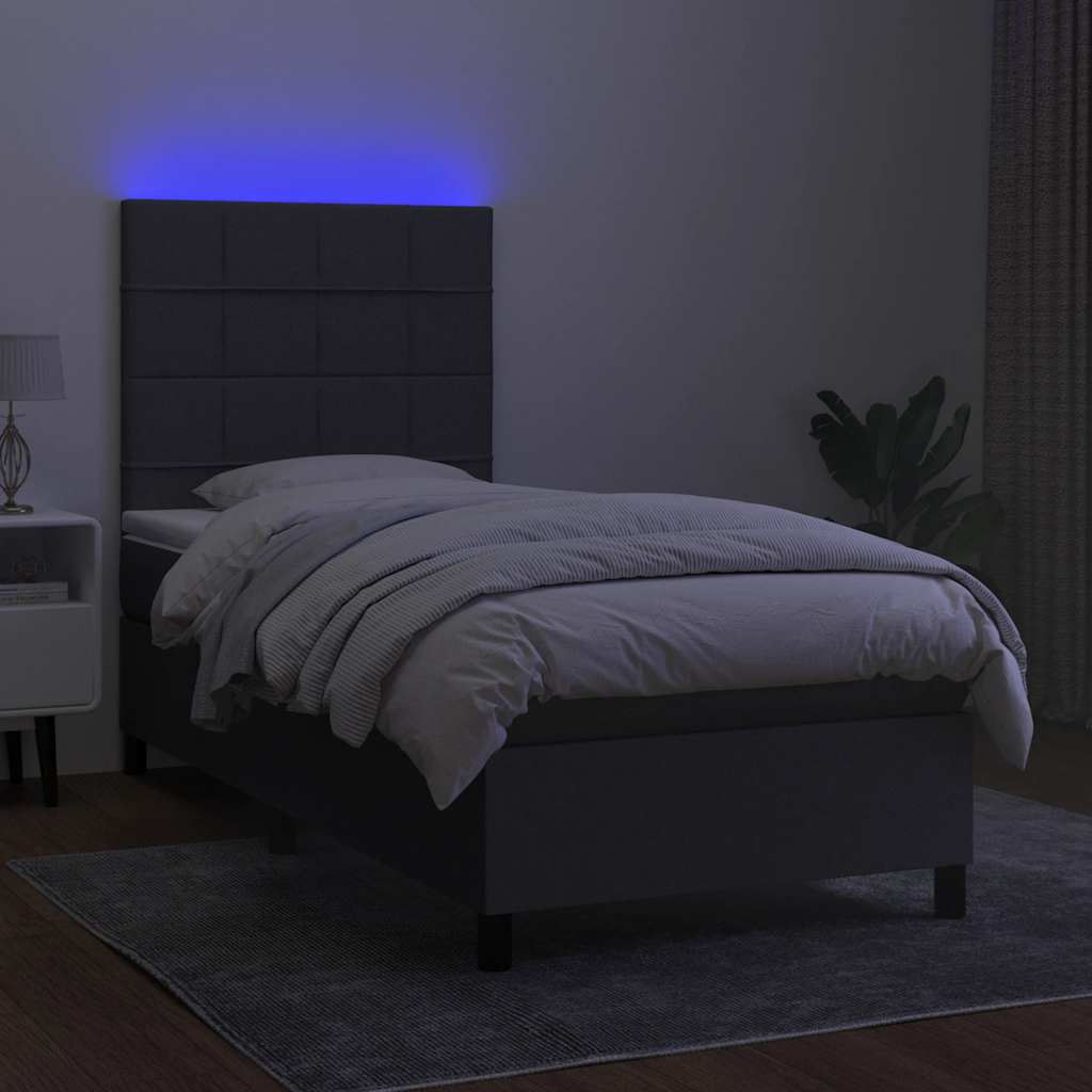 Krevet box spring s madracem LED tamnosivi 80 x 200 cm tkanina