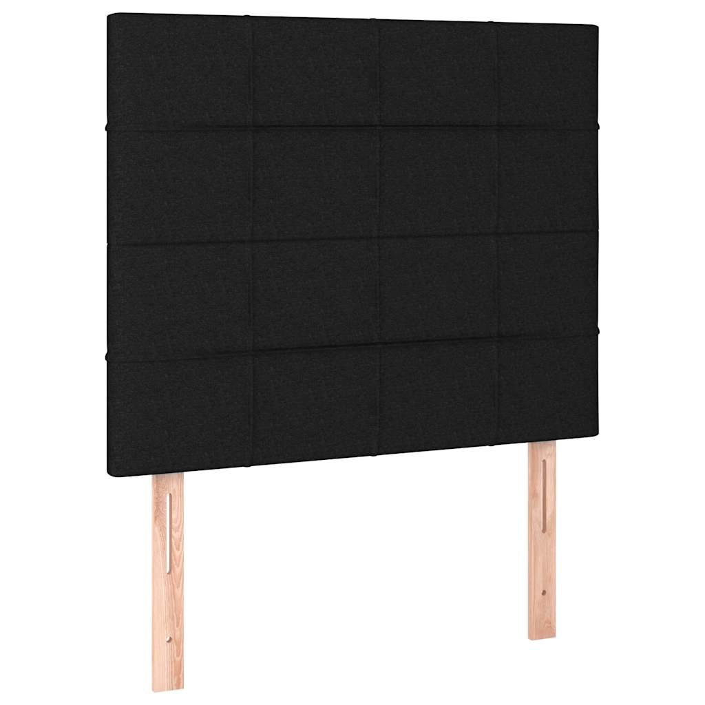Krevet box spring s madracem LED crni 90x200 cm od tkanine