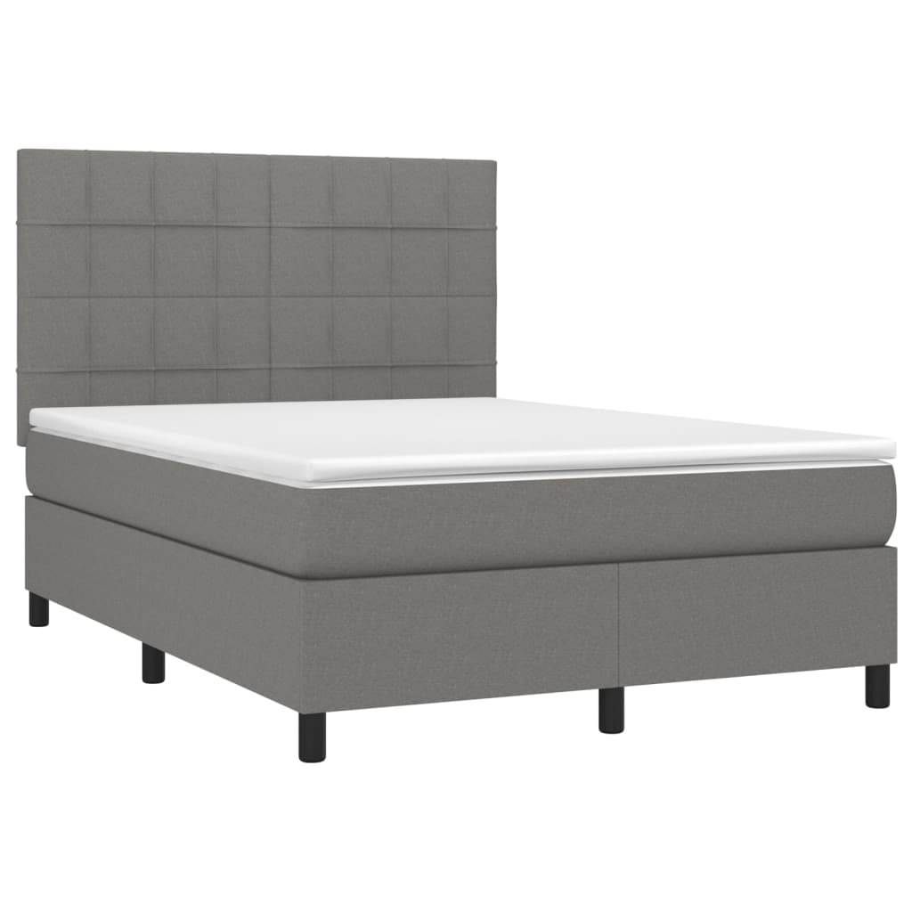 Krevet box spring s madracem LED tamnosivi 140x190 cm tkanina