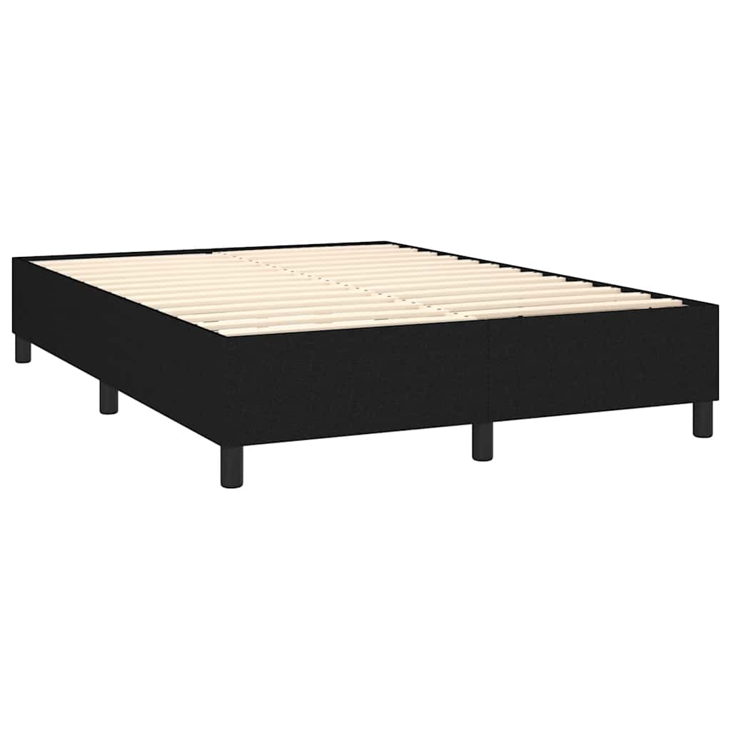 Krevet box spring s madracem LED crni 140x190 cm od tkanine