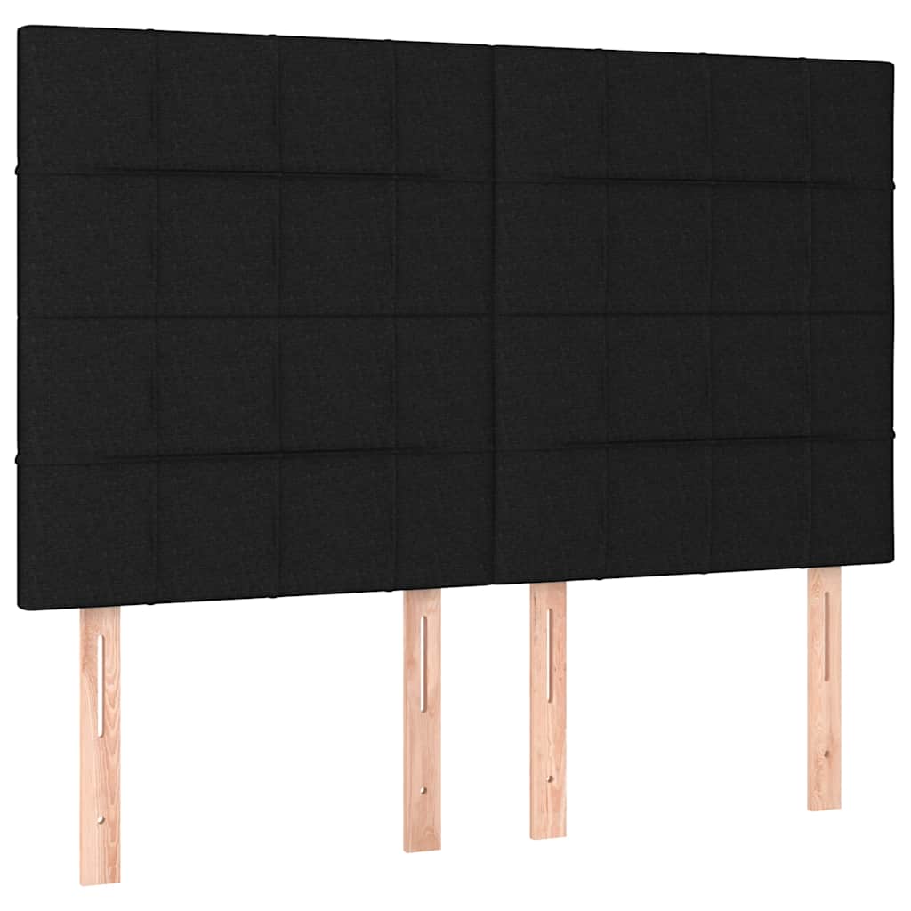 Krevet box spring s madracem LED crni 140x200 cm od tkanine