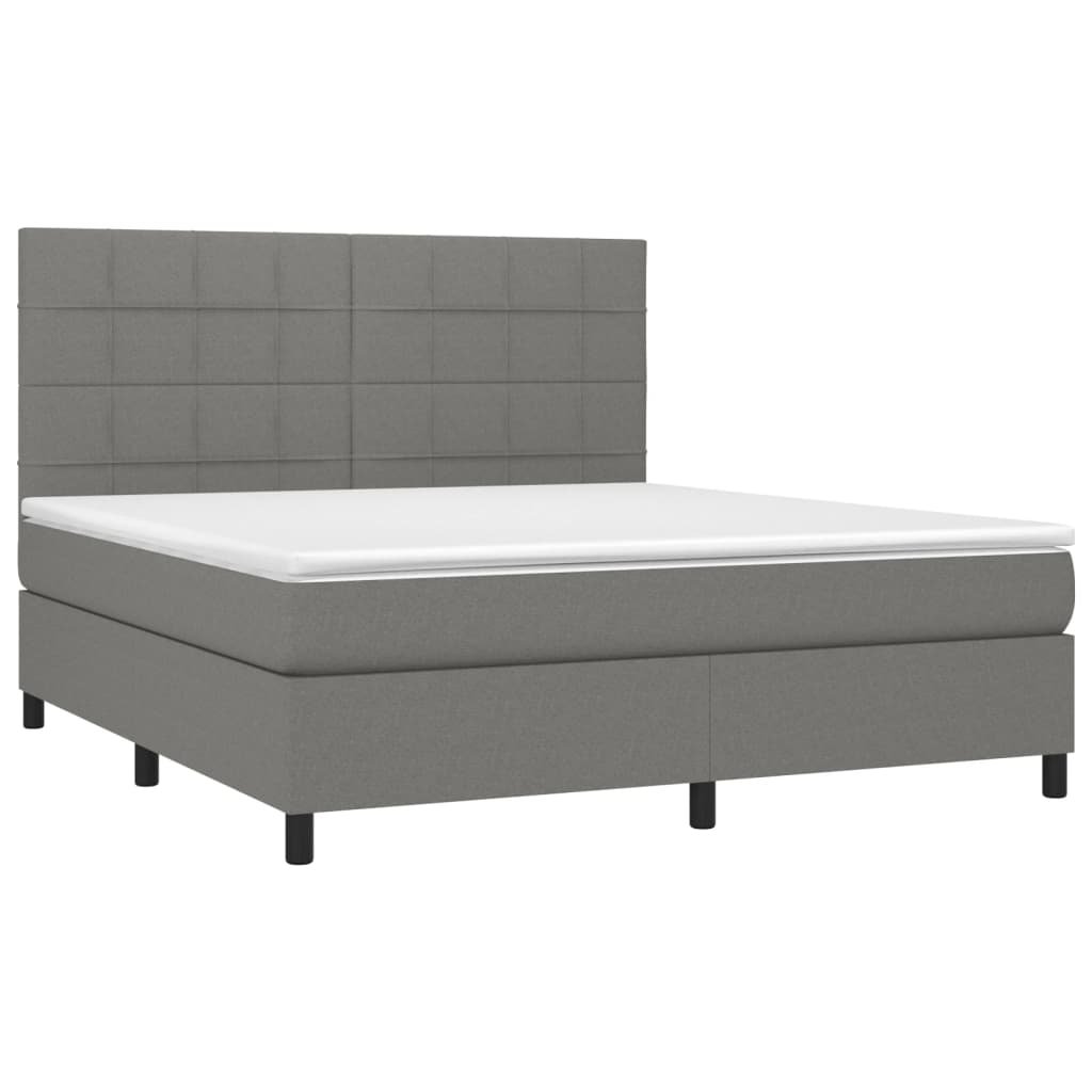 Krevet box spring s madracem LED tamnosivi 160x200 cm tkanina