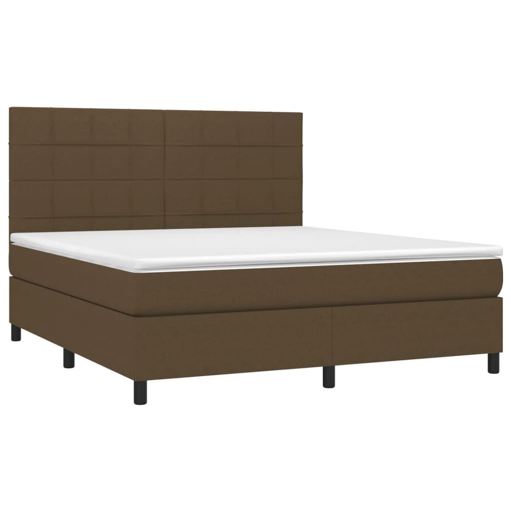 Krevet box spring s madracem LED tamnosmeđi 160x200 cm tkanina