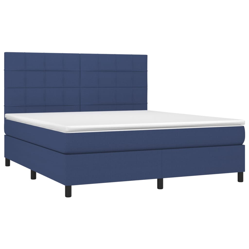 Krevet box spring s madracem LED plavi 160x200 cm od tkanine