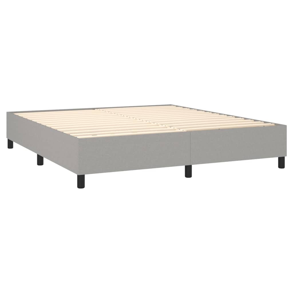 Krevet box spring s madracem LED svjetlosivi 180x200 cm tkanina
