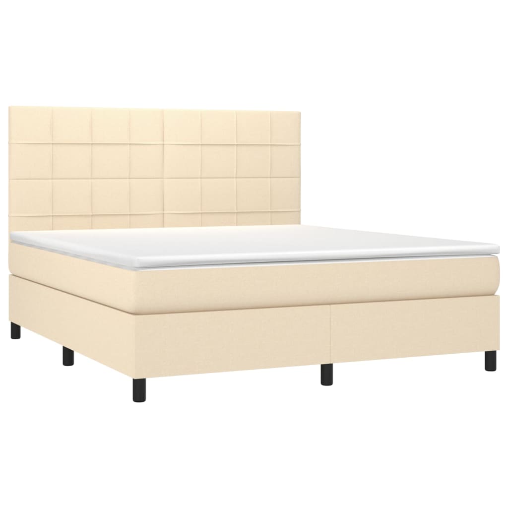 Krevet box spring s madracem LED krem 180x200 cm od tkanine