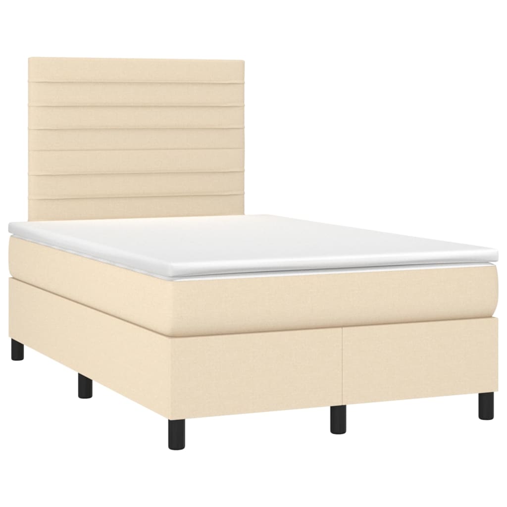Krevet box spring s madracem LED krem 120 x 200 cm od tkanine