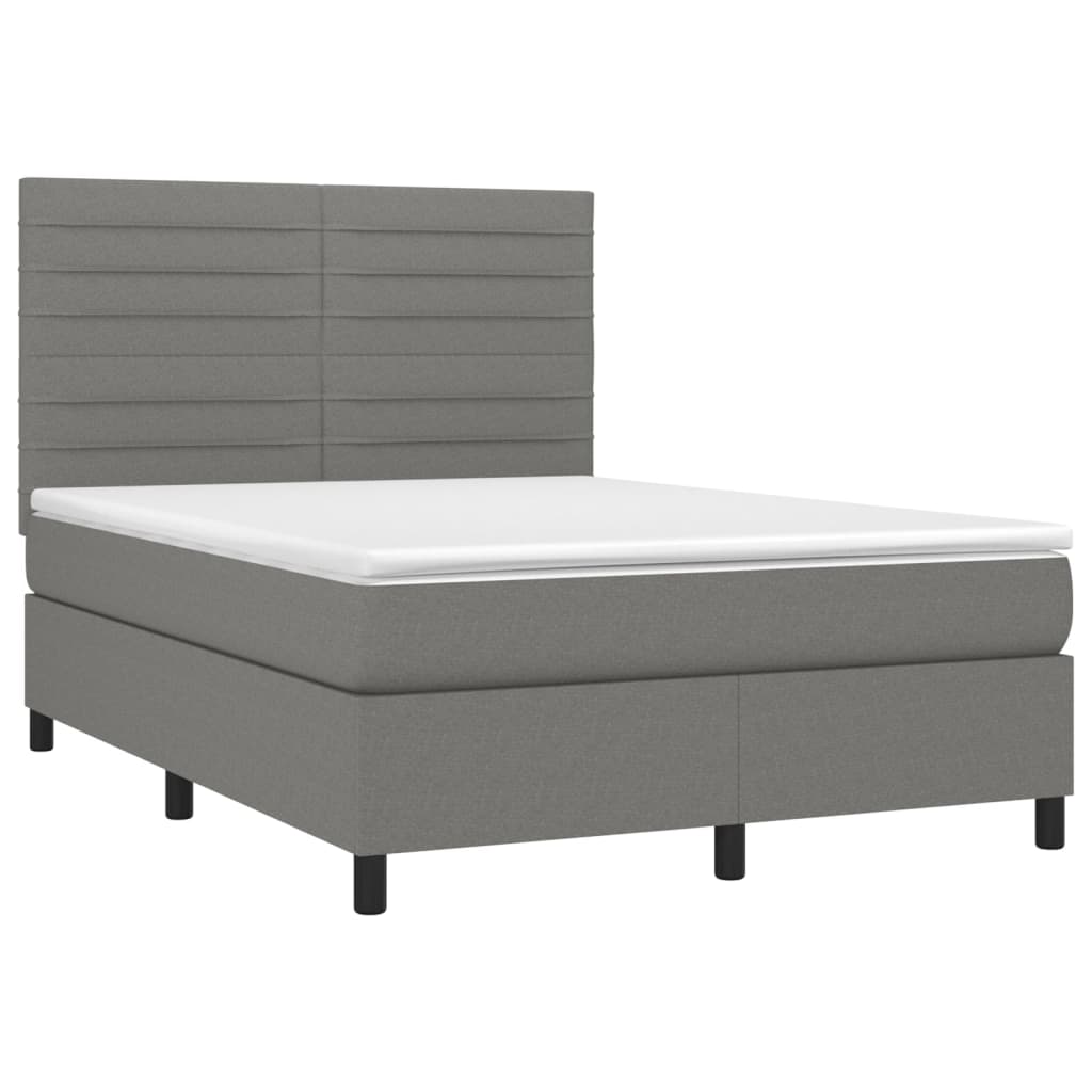 Krevet box spring s madracem LED tamnosivi 140x190 cm tkanina