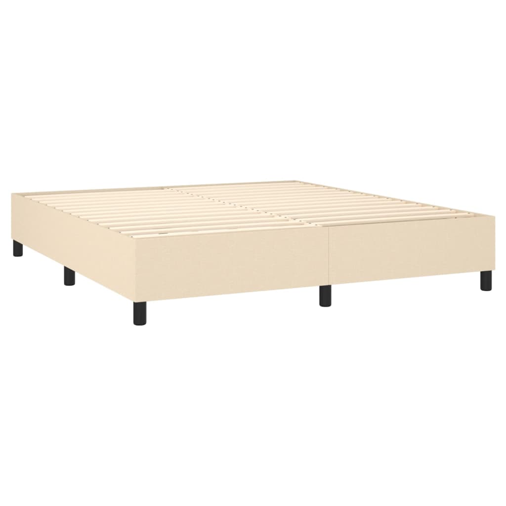 Krevet box spring s madracem LED krem 160x200 cm od tkanine