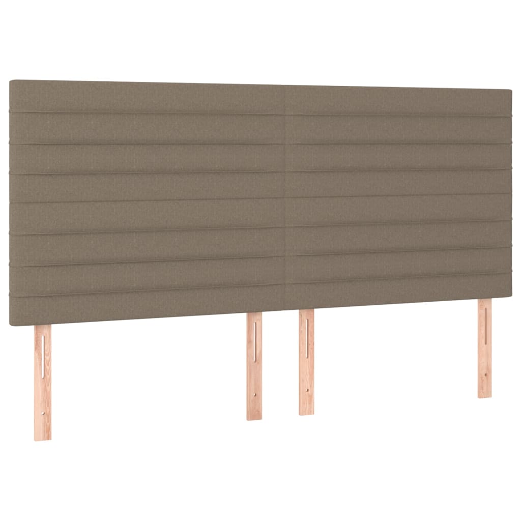 Krevet box spring s madracem LED smeđesivi 180x200 cm tkanina