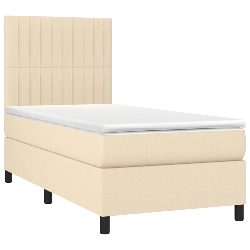 Krevet box spring s madracem LED krem 80 x 200 cm od tkanine