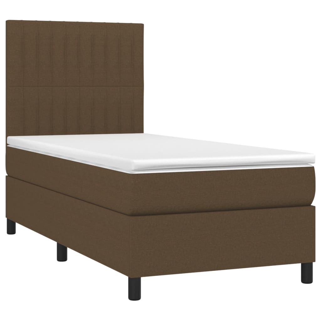 Krevet box spring s madracem LED tamnosmeđi 90x190 cm tkanina