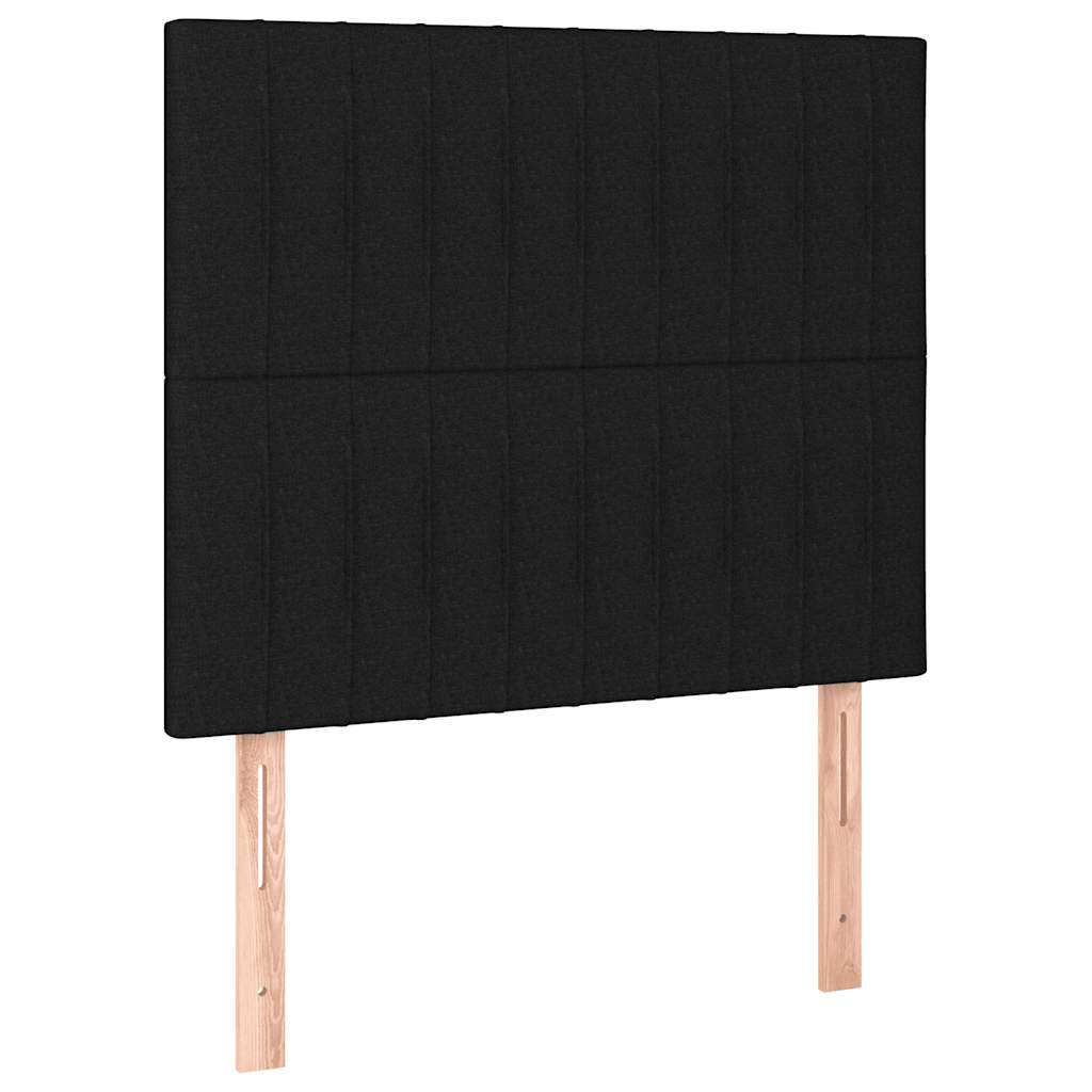 Krevet box spring s madracem LED crni 100x200 cm od tkanine