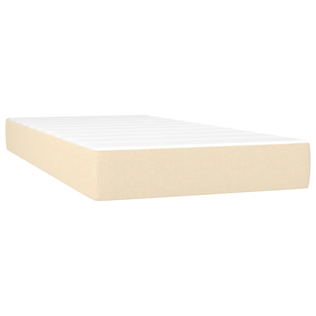 Krevet box spring s madracem LED krem 100x200 cm od tkanine