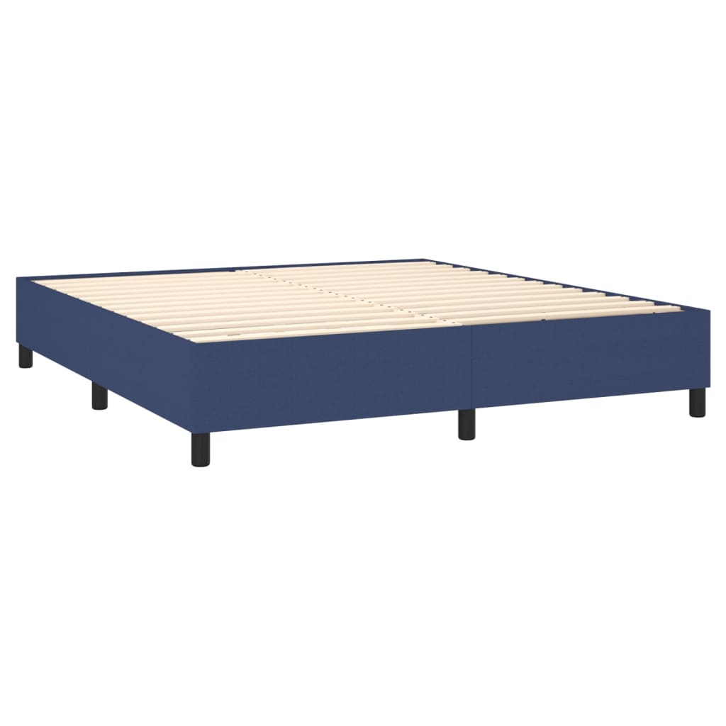 Krevet box spring s madracem LED plavi 160x200 cm od tkanine