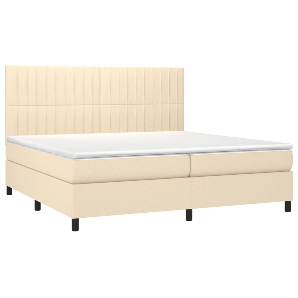 Krevet box spring s madracem LED krem 200x200 cm od tkanine