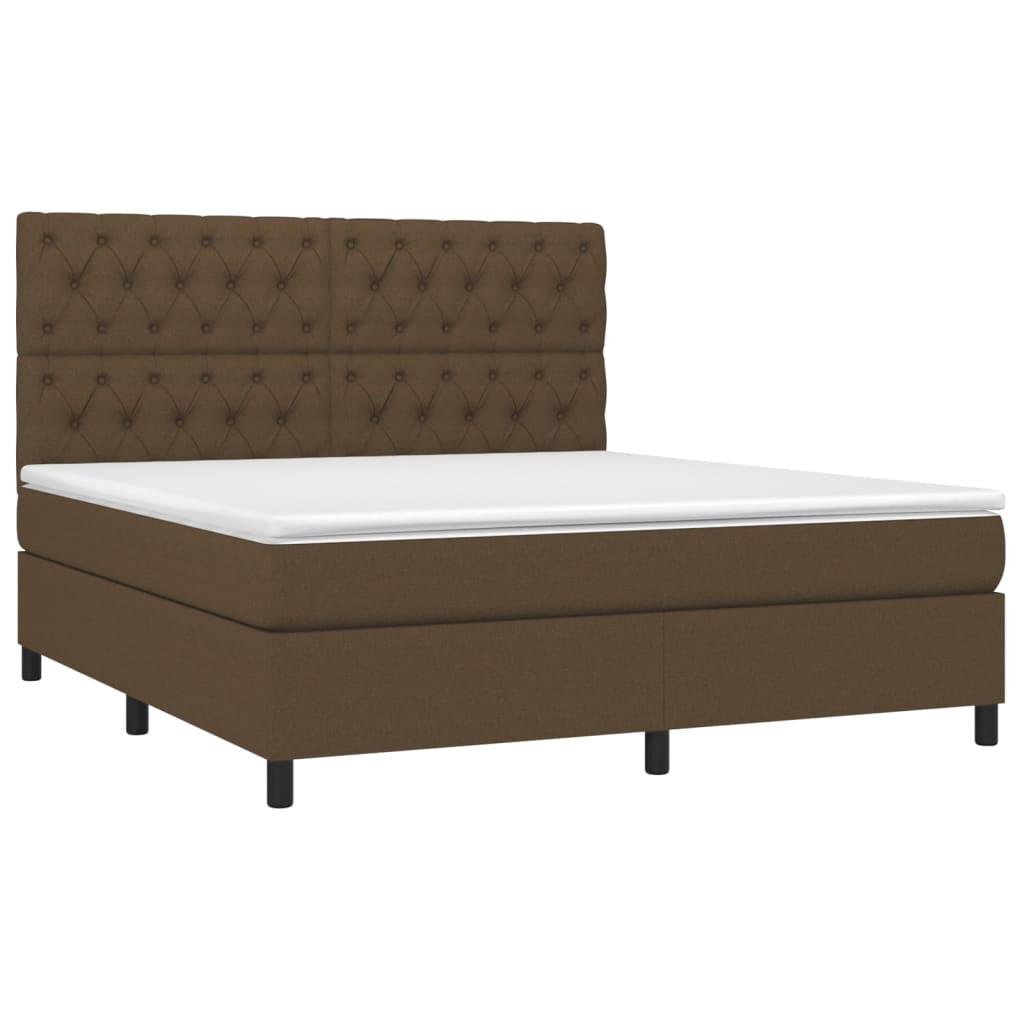 Krevet box spring s madracem LED tamnosmeđi 160x200 cm tkanina