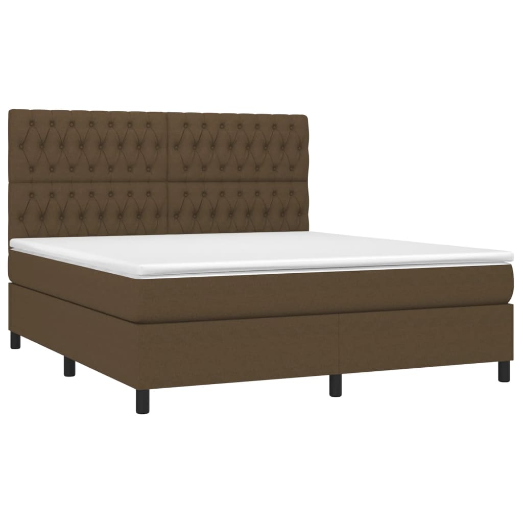 Krevet box spring s madracem LED tamnosmeđi 180x200 cm tkanina