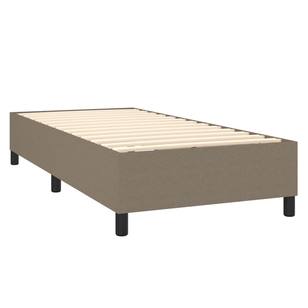 Krevet box spring s madracem LED smeđesivi 80 x 200 cm tkanina