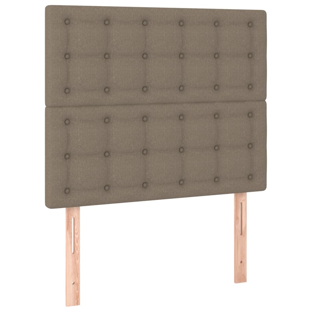 Krevet box spring s madracem LED smeđesivi 90x200 cm tkanina