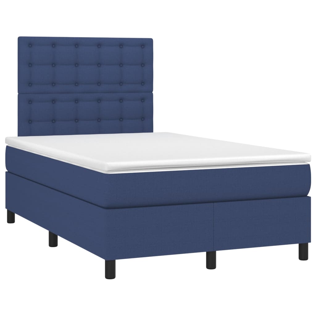 Krevet box spring s madracem LED plavi 120 x 200 cm od tkanine