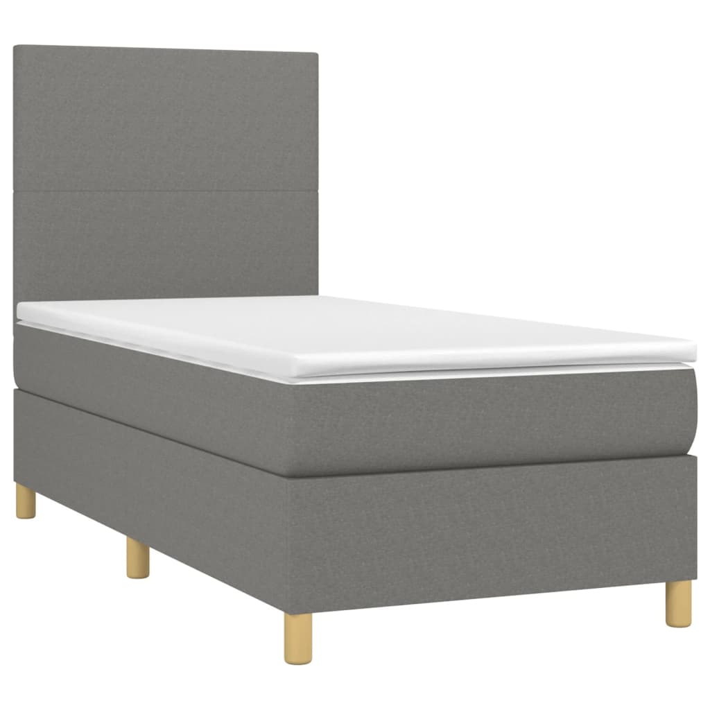 Krevet box spring s madracem LED tamnosivi 90x200 cm tkanina
