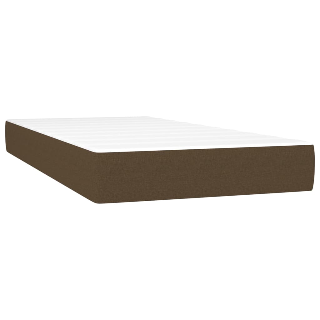 Krevet box spring s madracem LED tamnosmeđi 90x200 cm tkanina