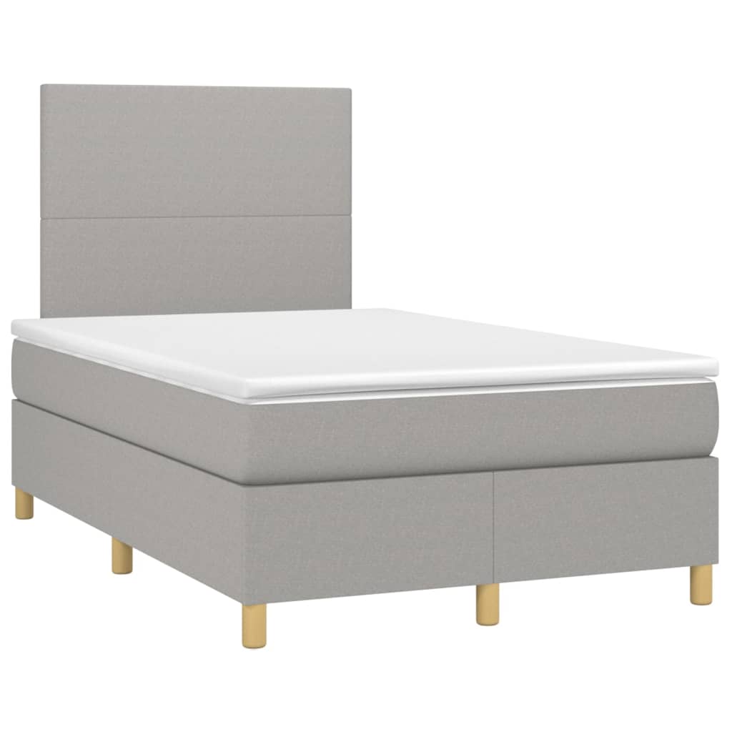 Krevet box spring s madracem LED svjetlosivi 120x200 cm tkanina