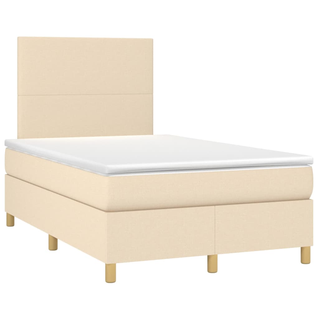 Krevet box spring s madracem LED krem 120 x 200 cm od tkanine