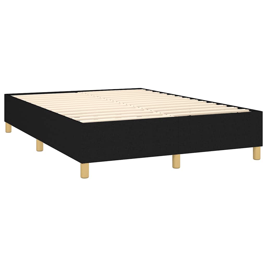 Krevet box spring s madracem LED crni 140x190 cm od tkanine
