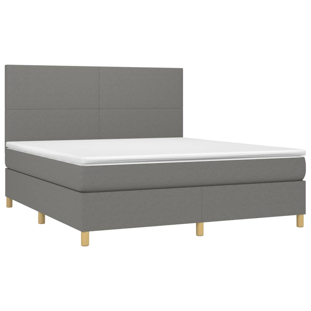 Krevet box spring s madracem LED tamnosivi 160x200 cm tkanina